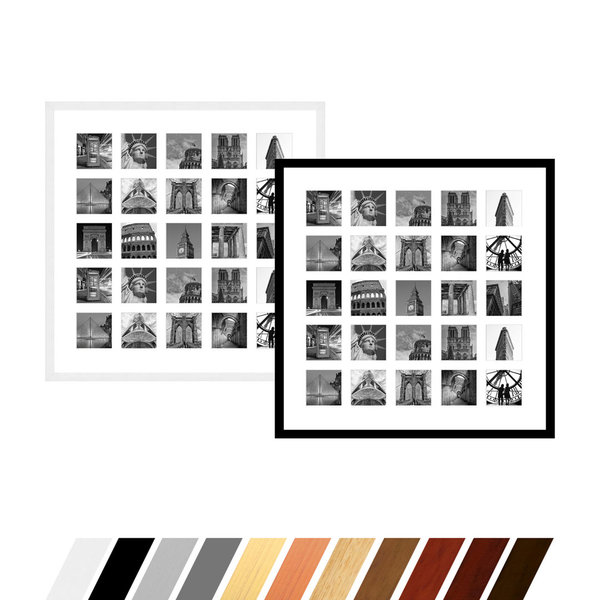 Collage Bilderrahmen mit Passepartout für 25 Bilder 8x8 cm