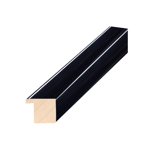 Echt - Holz Bilderrahmen "Linea" schwarz glänzend mit Passepartout