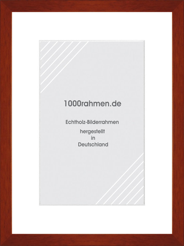 Echt - Holz Bilderrahmen "Linea" kirschbaum-farbig mit Passepartout