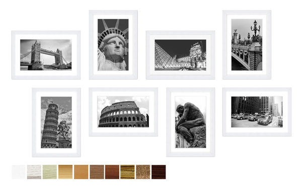 MDF-Bilderrahmen Set Collage für 8 Bilder 10x15 cm oder 13x18 cm